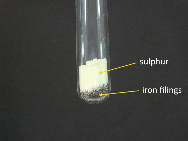 Iron filings and sulphur