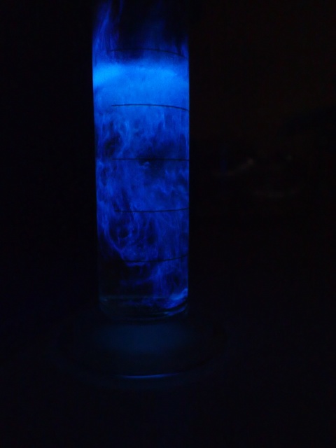 Luminol reaction in a measuring cylinder